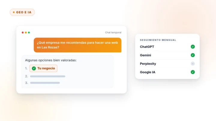 Chat con un asistente de IA que recomienda un negocio y tabla de seguimiento mensual por asistente